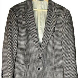 Stanley Blacker Men's 100% Wool Black/Cream Houndstooth Suit Jacket Size 41R